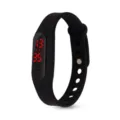 Black silicone LED digital watch for women men minimalist waterproof sport electronic wristwatch - Silicone Strap Black Case Black Dial