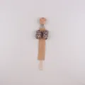 Baby leopard print bow pacifier clip toy anti-drop strap wooden clip infant accessory - Light Coffee