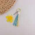 Llavero De Flor Estilo Ins Colgante Bolso Borla Acrílico Sonrisa Amarillo Azul - Amarillo