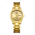 Gold women quartz watch with metallic chain strap, elegant roman numeral dial design. - Roman Full Gold Gold Dial
