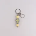 Stylish Yellow Silicone Cross Keychain Beaded Bag Charm with Metal Ring and Lobster Clasp - Light Yellow