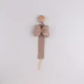 Cute baby pacifier clip with wooden bead and bow design, safe and durable for infants. - Brown
