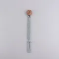 Handmade braided cotton pacifier clip with wooden flower bead for baby teething soothing. - Blue