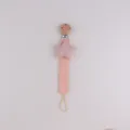 Pink star pacifier clip for babies, cute corduroy teething toy anti-drop chain. - Pink