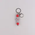 Silicone cross bead keychain with rhinestone rings and lobster clasp bag charm accessory - Red