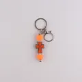 Porte-clés en perles silicone avec pendentif croix, texture basket, accessoire sac. - Orange