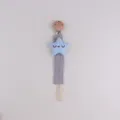 Baby pacifier clip with cute star plush toy, safe wooden clip and fabric strap for toddlers. - Blue