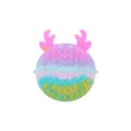 Cute pastel silicone pop it fidget toy crossbody bag with deer antlers, stress relief gift. - Pink Reindeer