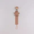 Cute star baby pacifier clip fabric soothing toy anti-drop teething chain beige color - Brown