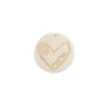 Colgante de corazón de mamá de madera ideal para accesorios de joyería DIY hechos a mano. - Natural