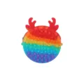 Rainbow silicone push bubble toy bag, cute deer antler round decompression shoulder bag. - Red Reindeer