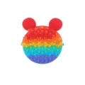 Rainbow silicone pop fidget toy shoulder bag with cute mouse ears design for kids and women. - Red Mickey