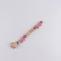 Wooden silicone pacifier clip with baby letters and pink bows for infants and toddlers - Bean Paste Bow