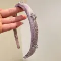 Nuovo cerchietto per capelli in raso viola ricamato in stile cinese con strass. - Rosa