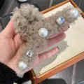 Süße Netz-Strass-Perlen-Haarklammer für Damen, stilvolles und elegantes Haar-Accessoire. - Kaffee