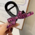 Elegant rhinestone bow hair claw clip, sparkling purple crystals, premium hair accessory for women. - Rose Red