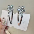 Pinces à cheveux fleurs en strass cristal pinces BB en métal brillant épingles à cheveux - Bleu Charme