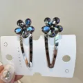 Pinces à cheveux BB fleurs cristal pour femmes, pinces frange métal brillant accessoires. - Gris Fantôme