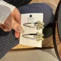 Pince à cheveux BB fleur en cristal, pince latérale strass jaune, accessoire élégant mode. - Jaune