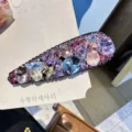 Pince à cheveux goutte strass colorée épingle latérale cristal scintillant accessoire mode - Violet