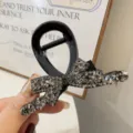 Élégante pince à cheveux noire avec nœud en strass pour femmes accessoire cheveux brillant - Gris