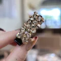 Détail de pince à cheveux strass scintillante, pince bec de canard chic pour coiffure. - Champagne