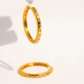 Orecchini a cerchio dorati da donna, orecchini rotondi minimalisti con zirconi vista principale - Stile Circolare (1220) / Oro