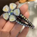 Pince à cheveux fleur en cristal pour femmes élégant frange brillante strass accessoire coiffure - Couleur paradis