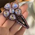 Pince à cheveux fleur en cristal strass scintillant barrette latérale mode accessoires cheveux femme - Rose Clair