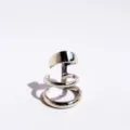Metallic multi-layer spiral C-shaped ear cuff, unisex punk style non-pierced clip-on earring. - White Gold