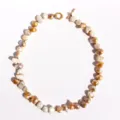 Handgemaakte unieke barokparel ketting met metalen OT sluiting, vintage gekleurd. - Originele Kleur