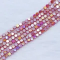 4mm κρυστάλλινες επιμεταλλωμένες μακαρόν επίπεδες στρογγυλές χάντρες για κοσμήματα βραχιό - Περίπου 145 Τεμάχια/Συσκευασία / Βαθύ Κόκκινο Πορσελάνης AB / 4mm