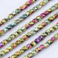 6mm Πολύπλευρες Τετράγωνες Χάντρες Κρυστάλλινου Γυαλιού Πολύχρωμα Αξεσουάρ DIY Χειροποίητα - 100 Τεμάχια/Συσκευασία (6mm) / Κόκκινο Πολύχρωμο