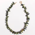 Handgemaakte donkere barokke parelketting met gouden OT-sluiting, vintage stijl sieraden - Groen