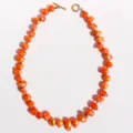 Collier de perles baroques orange faites à la main avec fermoir OT doré bijou rétro chic - Orange