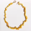 Collier de perles baroques fait main avec fermoir OT, bijoux vintage en or irrégulier. - Jaune