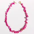 Collier de perles baroques rose vif vintage fait main avec fermoir OT en or pour femme - Rose