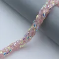 3x5mm χρωματιστό κρυστάλλινο γυαλί κυλινδρικές χάντρες για DIY βραχιόλι κολιέ - Σετ 80 Τεμαχίων / Ροζ (Ημι AB)