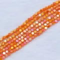 4mm ηλεκτρολυμένες κρυστάλλινες χάντρες macaron λεπτομέρεια για κατασκευή βραχιόλι κοσμημάτων - Περίπου 145 Τεμάχια/Συσκευασία / Ελαφρύ Πορτοκαλί Κόκκινο Πορσελάνης AB / 4mm