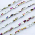 6x8mm κρυστάλλινες χάντρες facetted twisted για DIY κατασκευή κοσμημάτων λεπτομέρεια - Σετ 80 Τεμαχίων / Λευκό Πορσελάνης Μισό Μωβ