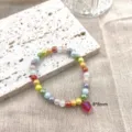 Kleurrijke kralenarmband met rode hanger kristal dopamine stijl handgemaakt sieraden schattig - 8*8 Kristal Ronde Kralen Hanger Armband / 17cm