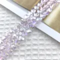 8mm πολυεπίπεδες χάντρες κρυστάλλου σε σχήμα καρδιάς για αξεσουάρ κατασκευής κοσμημάτων - 50 Κομμάτια/Σειρά / Ροζ AB Χρώμα