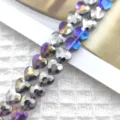 8mm Γυάλινες Χάντρες Καρδιά με Ουράνιο Τόξο για Βραχιόλι Κολιέ Κατασκευή Κοσμημάτων DIY - 50 Κομμάτια/Σειρά / Βιολετί AB Χρώμα