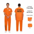 Halloween arancione prigioniero costume set adulto cosplay vestito uniforme abito nuovo - Bambini 150 / Parte Superiore e Parte Inferiore