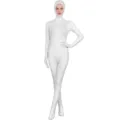 Ολόσωμη λευκή στολή zentai ανοιχτό πρόσωπο spandex κοστούμι παράστασης σκηνής πάρτι - 110 (Παιδικό) / Σετ / Λευκό (Ολόσωμο Πρόσωπο Εκτεθειμένο)