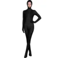 Μαύρη ελαστική ολόσωμη στολή zentai spandex lycra bodysuit ανοιχτό πρόσωπο για θέατρο - 110 (Παιδικό) / Σετ / Μαύρο (Ολόσωμο Πρόσωπο Εκτεθειμένο)