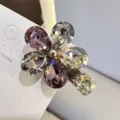 Pince à cheveux fleur strass cristal mode coréenne accessoire cheveux doux pour femmes - Mélange Rouge Violacé