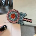 Pince à cheveux sucette en strass coloré jolie barrette latérale pour coiffure tendance - Rose