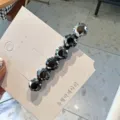 Koreaanse stijl chic zwarte strass haarspeld elegante metalen haarclip voor vrouwen en meisjes - Gunmetal