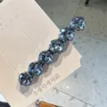 Blauwe kristallen strass haarklem elegante haarspeld voor dames glanzende pony clip - Rookblauw